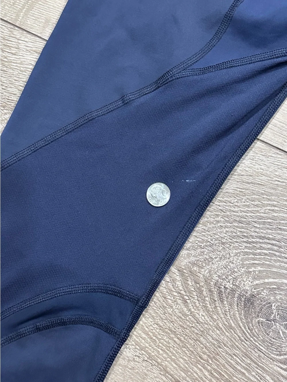 Lululemon Inspire Crop Leggings Inkwell/Ocean Stripe Mesh Panels *Flaw*